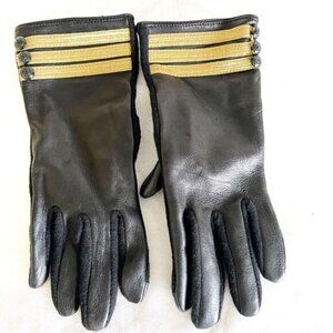 Ralph Lauren Captain Inspired Black Leather sheepskin Gloves Womens Sz M